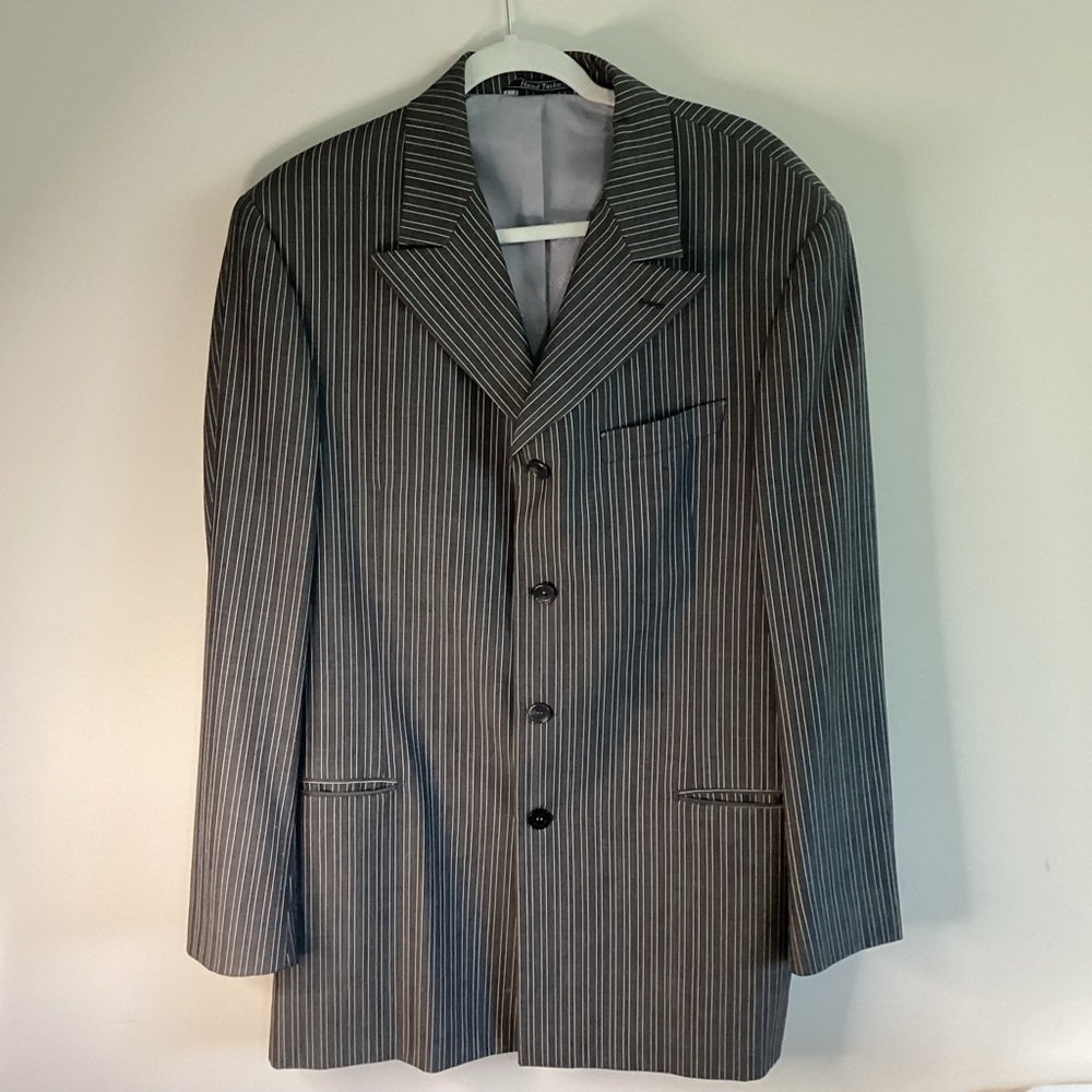 Steve Harvey Collection Gray Pinstripe Men's Suit Jacket Size 44 Long